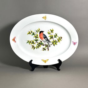 Large Meissen Oval Platter with Ornithological Decoration