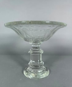 Etched Glass Tazza, English, 19th century