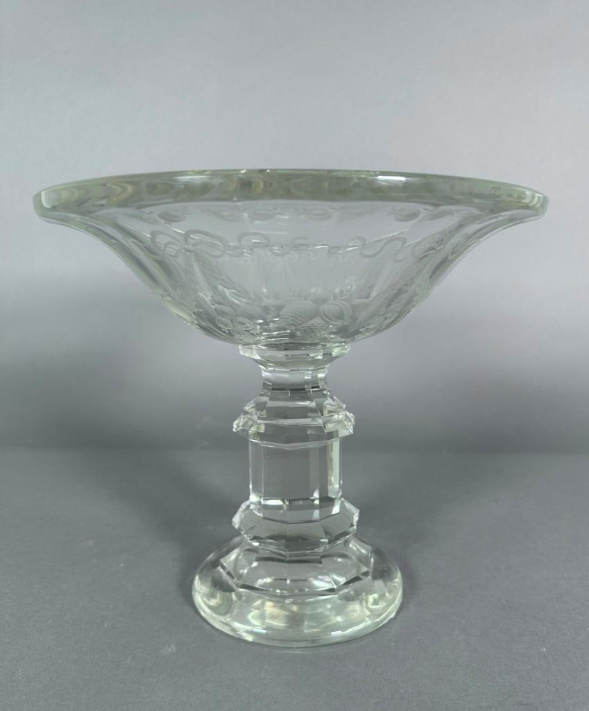 Etched Glass Tazza, English, 19th century (1 of 8)
