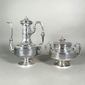 French Silver Teapot and Covered Sugar, Flamant & Fils, Paris, c.1890