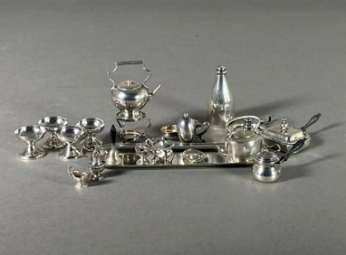 Assorted Lot of British and American Silver Miniature Table Articles