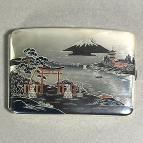 Japanese Sterling Silver and Mixed Metal Cigarette Case