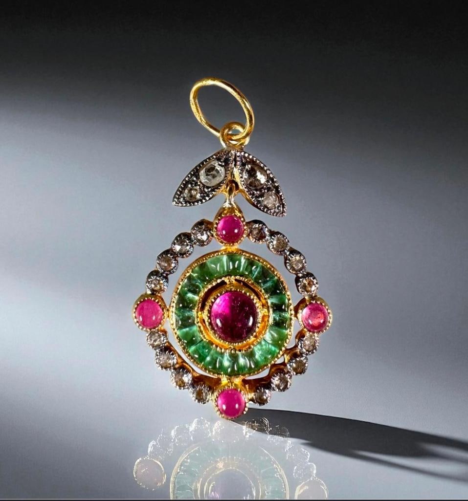 Diamond Pendant with Rubies and Emeralds (1 of 3)