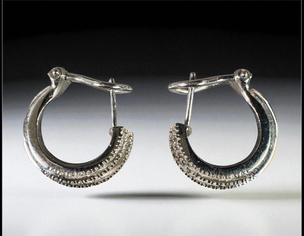 18K Diamond Hoop Earrings (1 of 7)