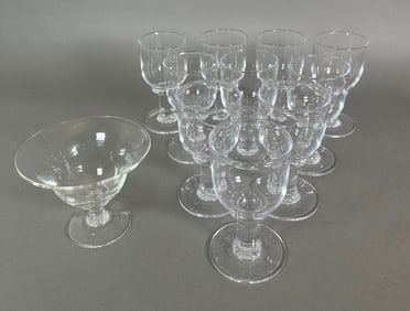 Ten Simon Pearce 'Essex' Goblets and a Pedestal Dish