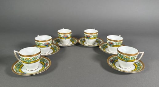 Six Minton's Demitasse Cups and Saucers Retailed by Tiffany & Co.