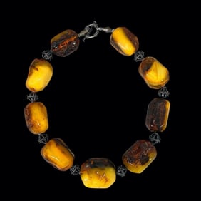 Faceted Amber Bead Necklace