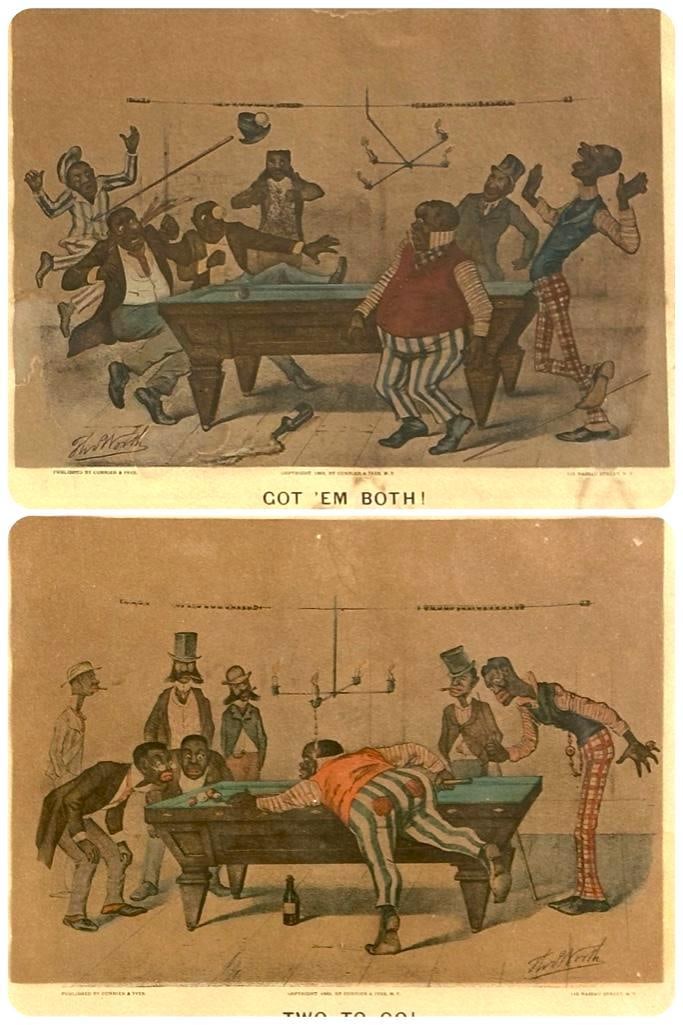 Currier and Ives Black Americana Prints, "Two To Go," and "Got 'Em Both" (1 of 14)