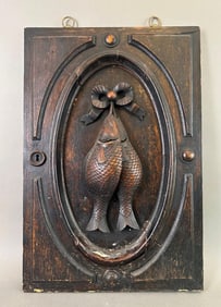Natura Mortua Piscium Carved Wood Panel