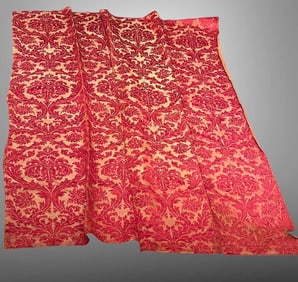 Antique Italian Silk Damask Fabric Panels