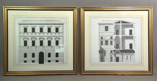 Two Framed Architectural Prints, Brunschwig & Fils