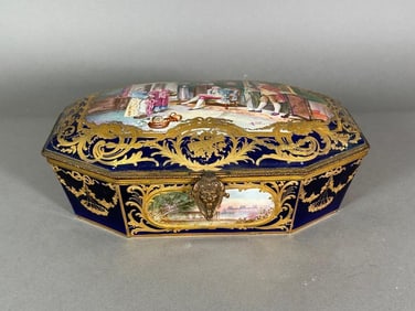 Sevres Hand Painted Ceramic Box, Late 19th-Early 20thc.