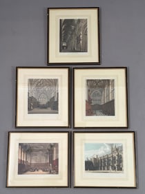 Five Aquatints of Winchester College, From 'History of the Colleges'