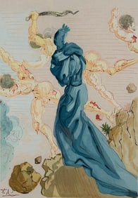 Salvador Dali Woodcut, "The Divine Comedy--Hell, The Hard Margins"