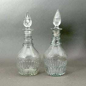 Pair of Blown Glass Decanters and Stoppers