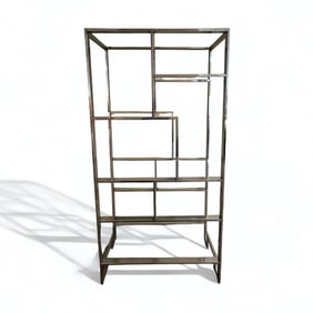 Modern Chromed Metal Display Shelf