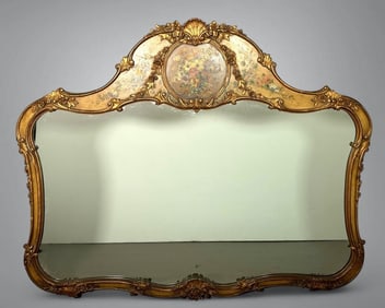 Edwardian Gilded and Hand Painted Wall Mirror