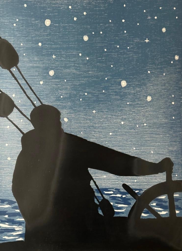 Richard Bosman Color Woodcut, "Navigator" (1 of 6)