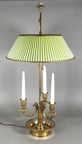 Bronze Bouillotte Lamp with Striped Tole Shade