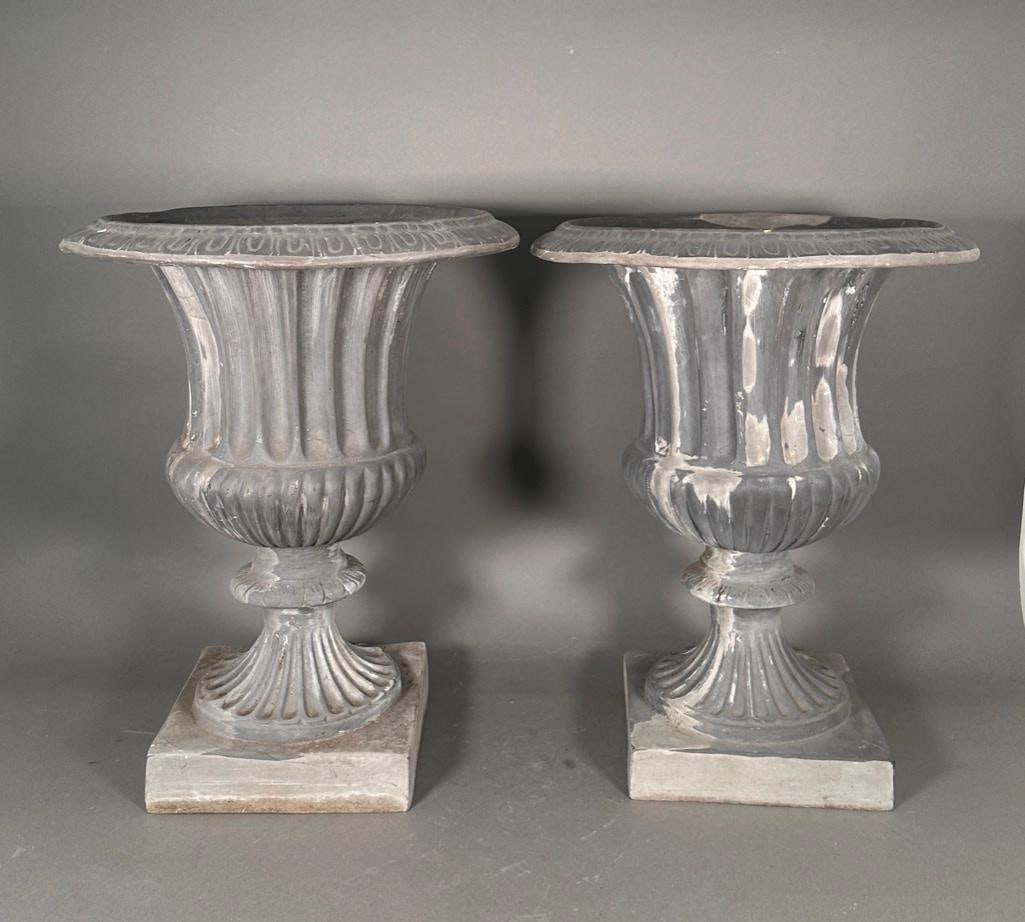 Pair of Campana Form Composite Garden Urns (1 of 7)