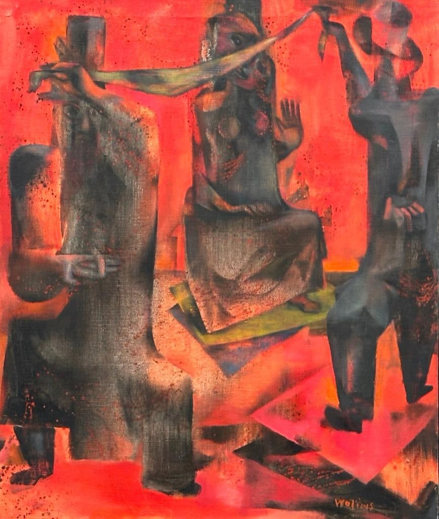 Joseph Wolins Oil, "Handkerchief Dance" (1 of 9)