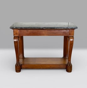 Continental Walnut Console with Marble Top, 19thc.