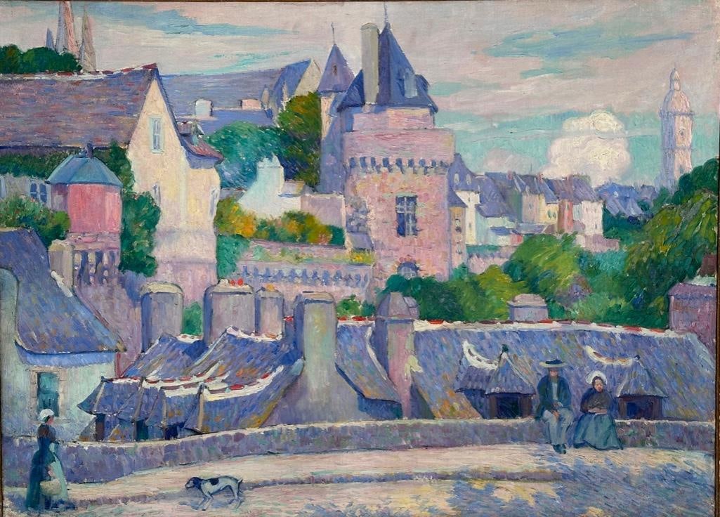 Attributed to Alexander Warshawsky, View of the Village of Locronan, Brittany, France: Attributed to Alexander Warshawsky (American 1887-1945) View of the Village of Locronan, Brittany, France, c.1934. Oil on canvas, unsigned, framed. Provenance: Collection of David Dietz, Cleveland, Oh