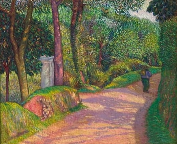 Alexander Warshawsky Oil, Figure on a Village Lane, Brittany