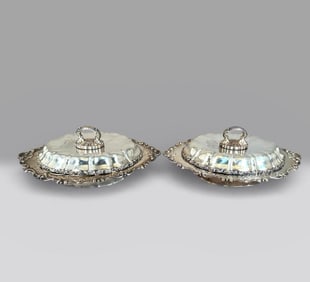 A Pair of Gorham Sterling Silver Entree Dishes and Covers