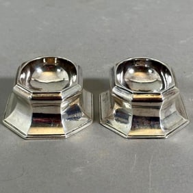 Pair of English George II Sterling Silver Trencher Salts, 1725 and 1732