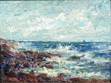 Anne Rogers Minor Oil, Rocky Coast, Sunny Day