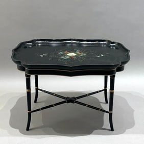 Sheraton Style Papier Mache Tray on Stand