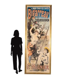Antique Lithographed Advertising Poster, "Bigarreau Mugnier" by Jules Cheret ca. 1895
