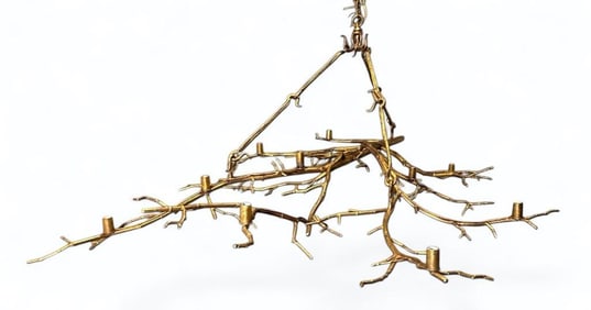 Paul Ferrante Gilt Metal Branch Chandelier