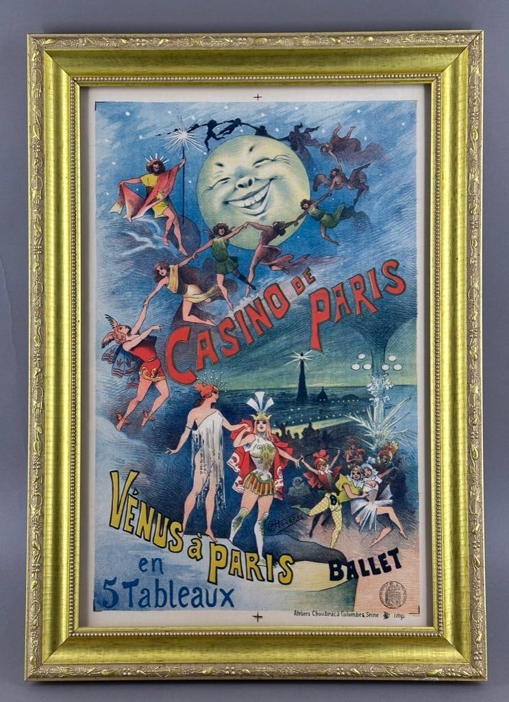 Alfred Choubrac Lithographic Advertising Poster "Casino de Paris", late 19th century - 2