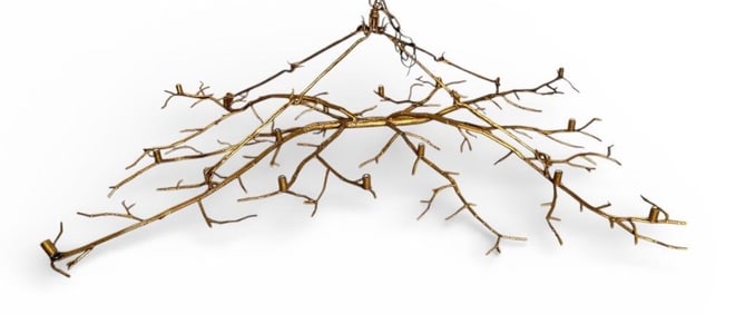 Paul Ferrante Gilt Metal Double Branch Chandelier