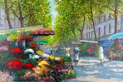 C. Bonelli Oil Painting, Flower Market