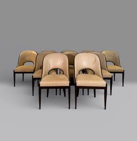 Set of Ten Ruhlmann Style Dining Chairs