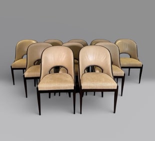 Set of Ten Ruhlmann Style Dining Chairs
