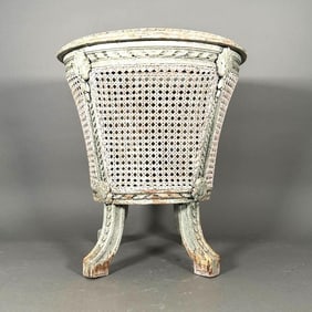 Louis XVI Style Green Painted Wood and Cane Jardiniere