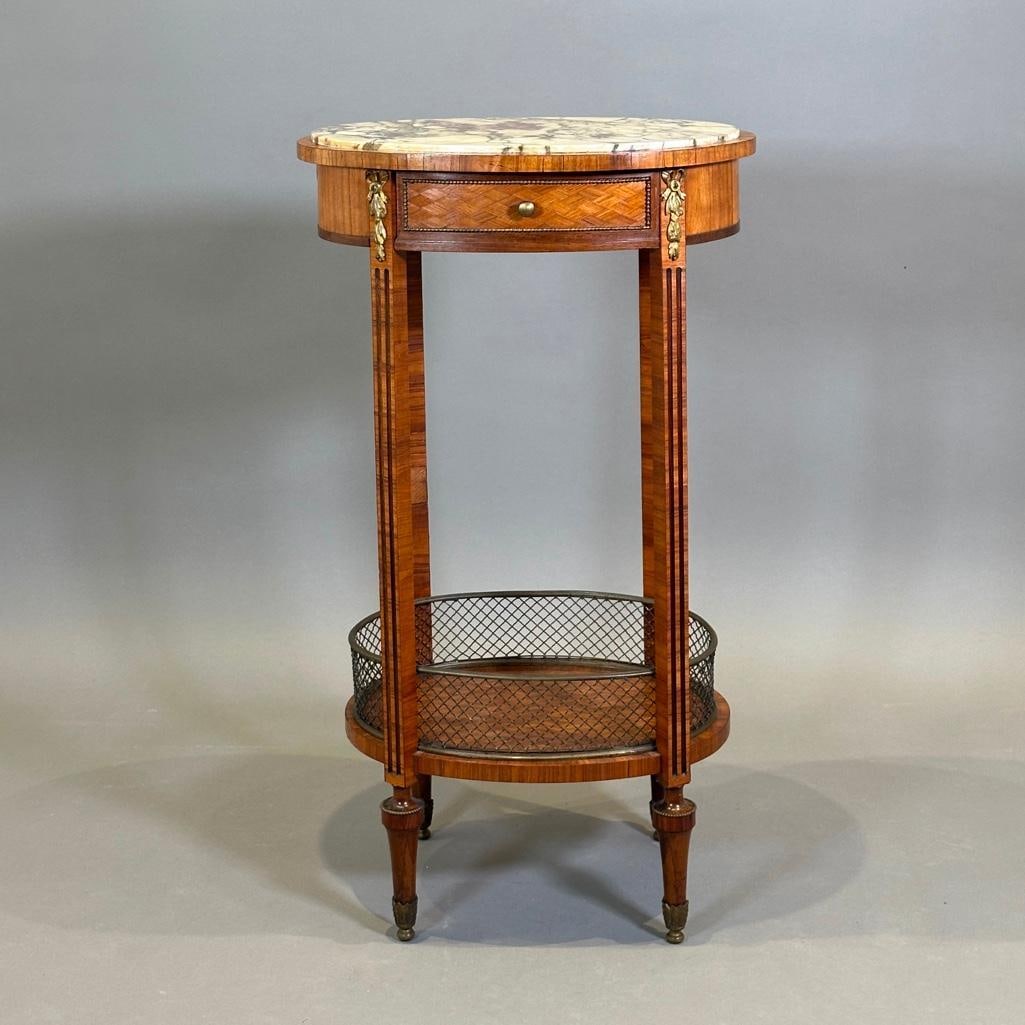 French Louis XVI Style Marble Top Stand (1 of 13)
