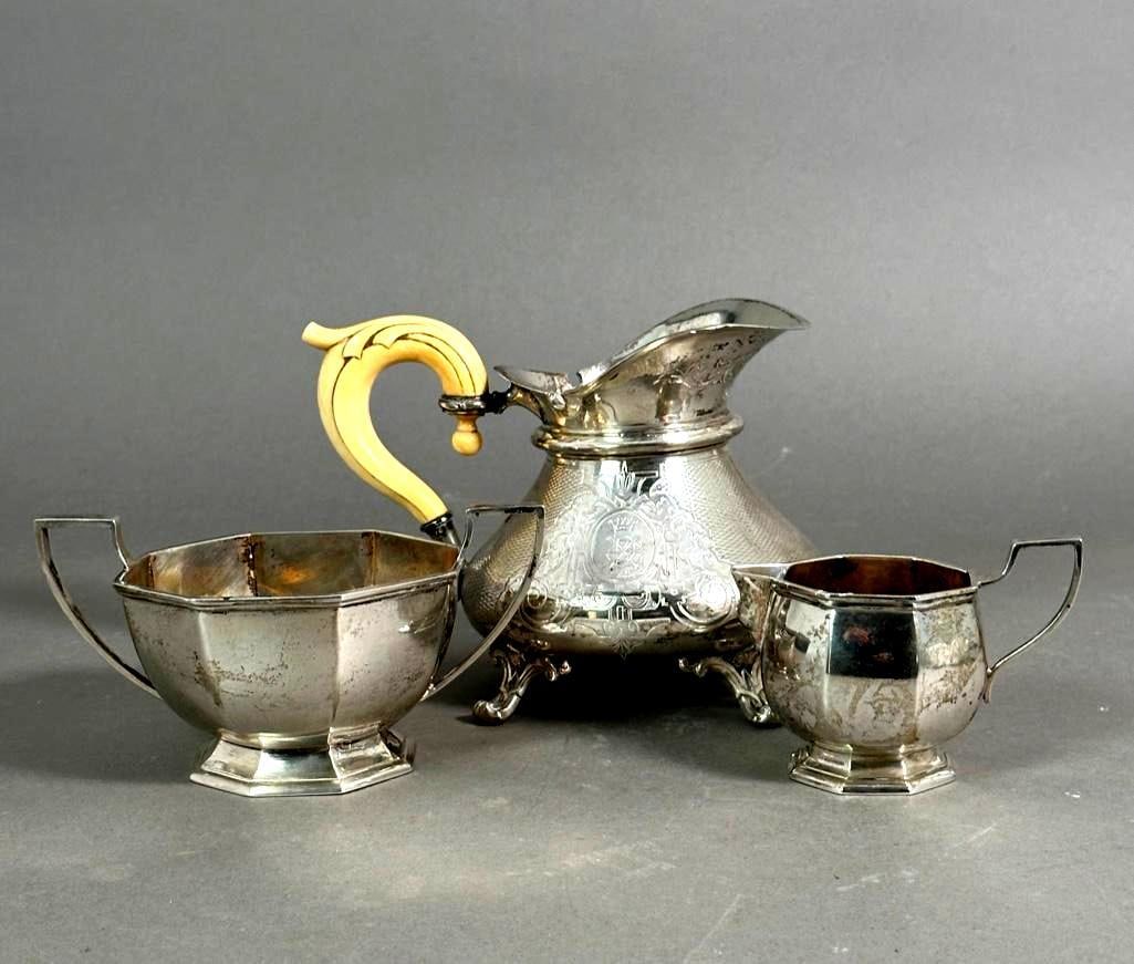 Austro-Hungarian .800 Silver Sugar and Creamer and Footed Jug c.1890-1900 (1 of 12)