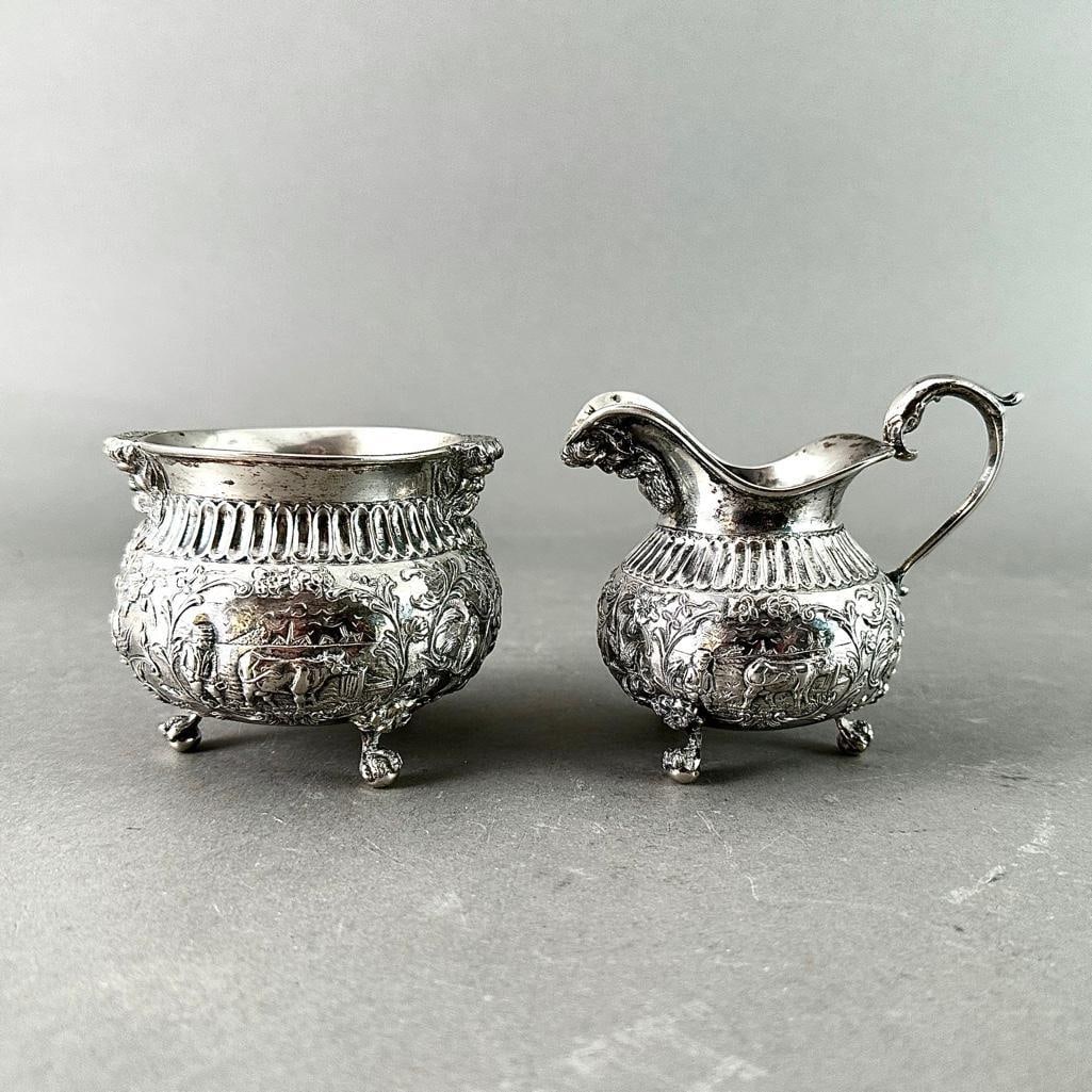 Dutch Silver Creamer and Sugar, 19thc. (1 of 10)