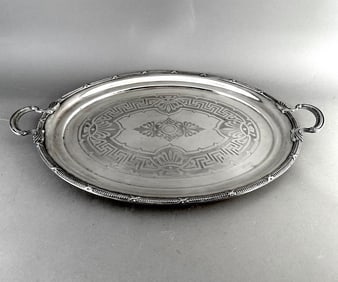 Large Neoclassical Motif Silverplated Tray