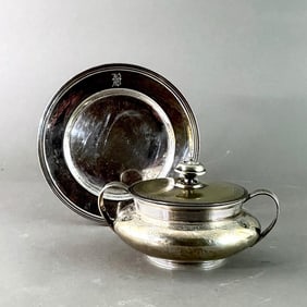 Gorham Sterling Silver Covered Sugar Bowl and Small Dish