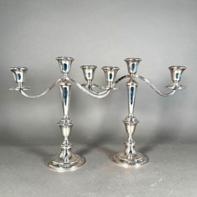 Pair of Gorham Sterling Silver Three Light Candelabra