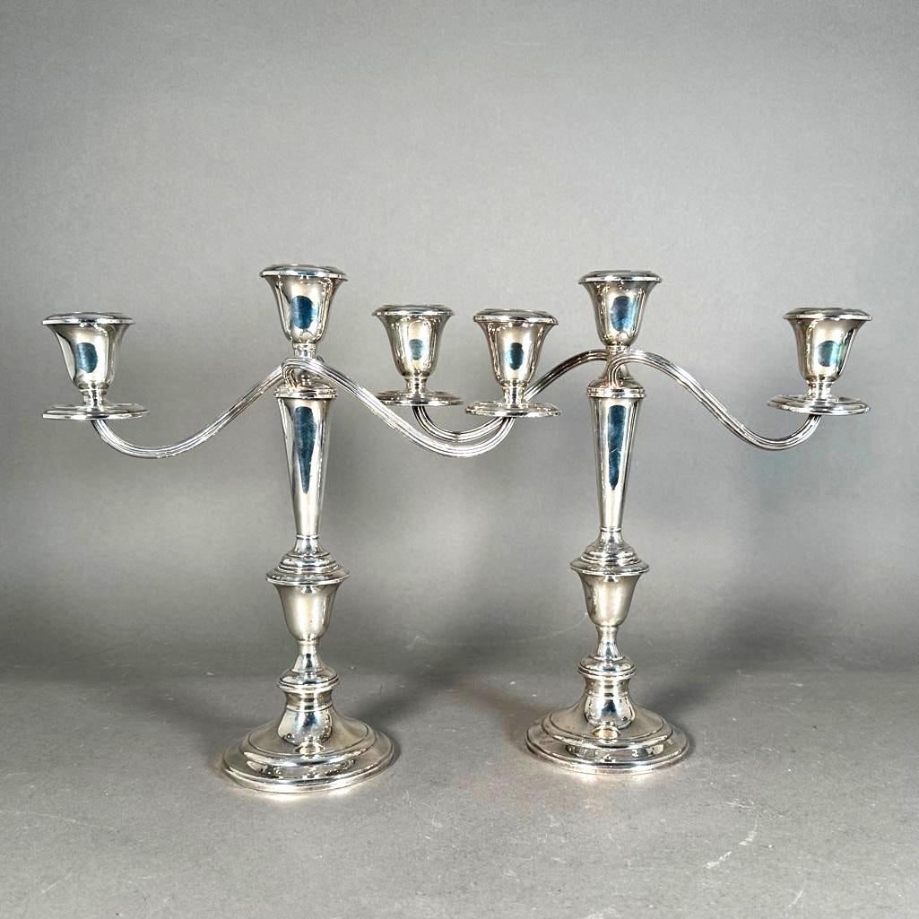 Pair of Gorham Sterling Silver Three Light Candelabra (1 of 9)