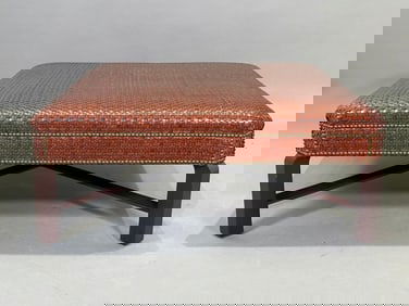 Large Woven Leather Ottoman, Contemporary