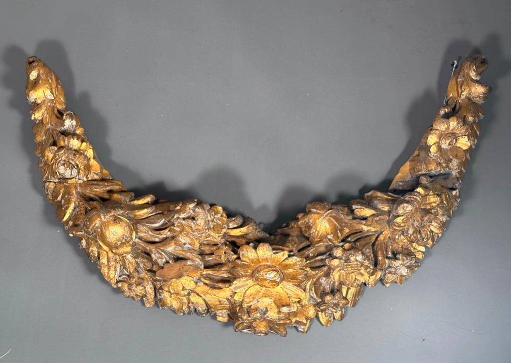Large Continental Carved and Gilded Wood Ornament, 19thc. (1 of 10)
