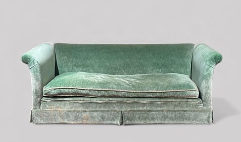 Green Velvet Upholstered Sofa, Modern